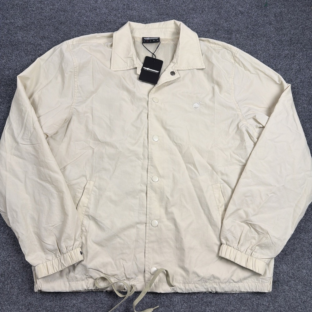 The Hundreds Jacket‎ Mens Medium Light Khaki Crinkled Nylon Coaches Windbreaker